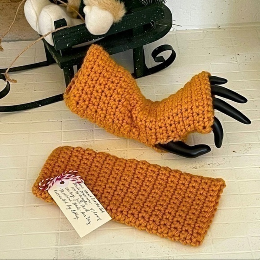 Handmade Texting Gaming Fingerless Gloves Sunflower Yellow Outdoor NWT